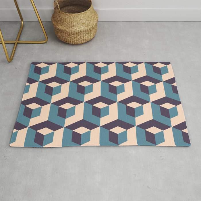 Abstract Geometric Cubes Rug