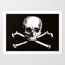 Skull and Crossbones | Jolly Roger | Pirate Flag | Black and White | Art Print
