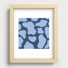Light Blue on Dark Blue Y2K Cow Spots Recessed Framed Print
