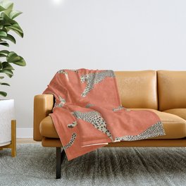 Leaping Cheetahs Tangerine Throw Blanket