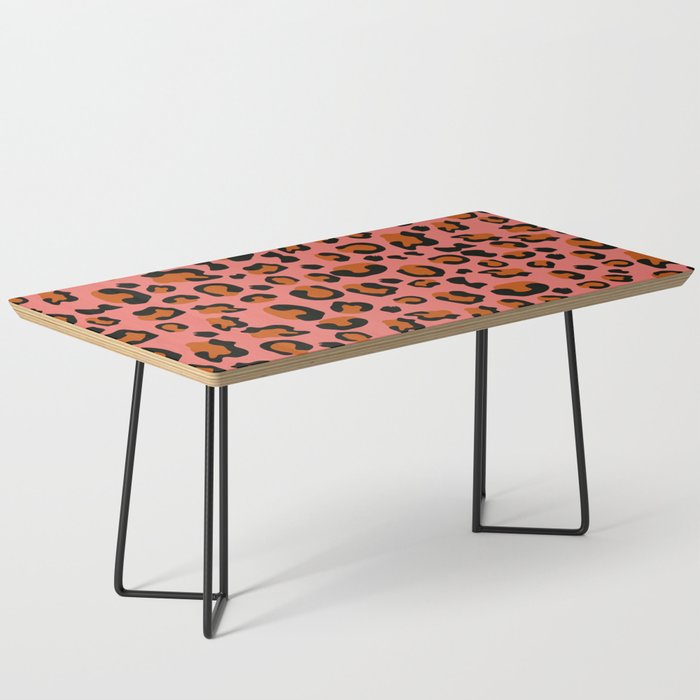 Coral Vibrant Leopard Animal Print Bold Speckled Dots Coffee Table