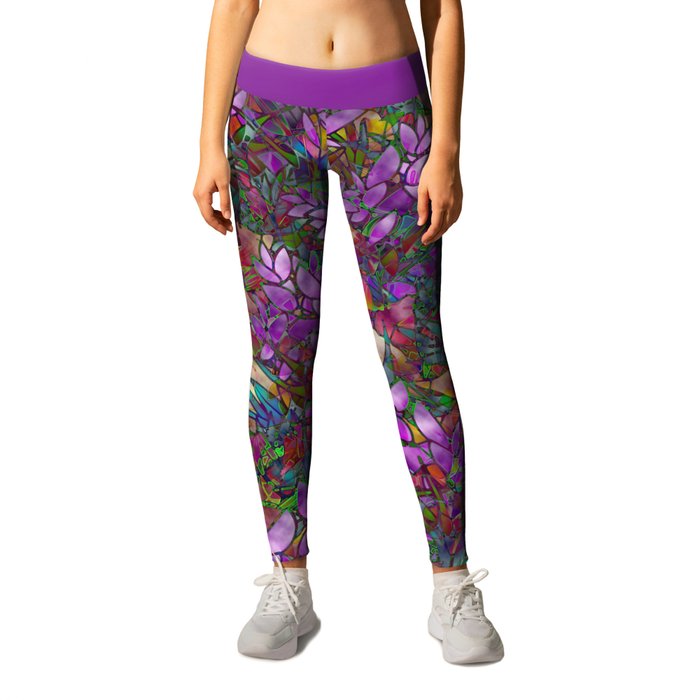 Floral Abstract Stained Glass G175 Leggings