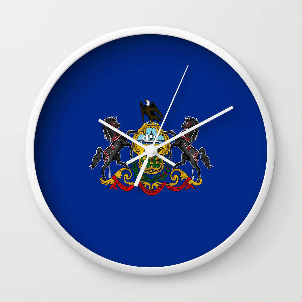 Flag Pennsylvania America Us Pennsylvanian Keystone Quaker Appalach Philadelphia Pittsburgh Erie Wall Clock By Oldking Society6