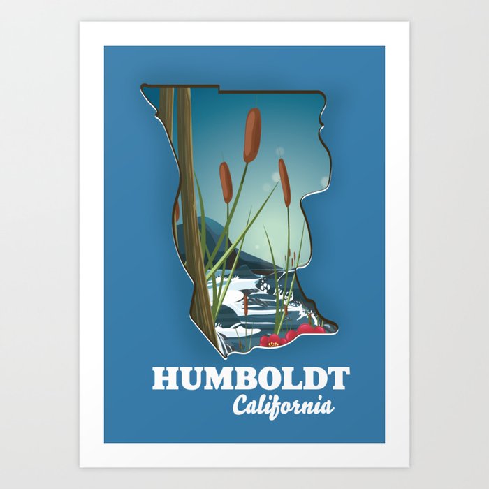 Humboldt California map. Art Print