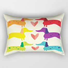 Rainbow Doxie Love Rectangular Pillow