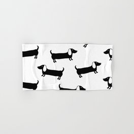 Cute dachshunds in black and white Hand & Bath Towel