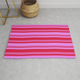 [ Thumbnail: Crimson and Violet Colored Stripes/Lines Pattern Rug ]