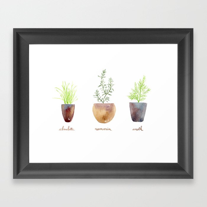 Chives, dill and rosemary Framed Art Print