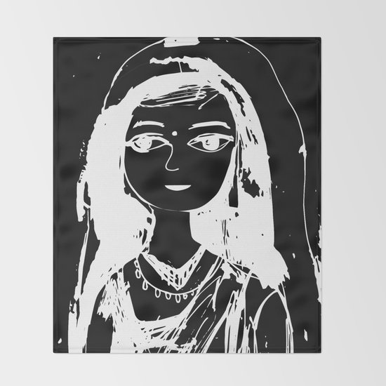 Indian Girl Black White Drawing Throw Blanket By Annasko Society6,Cartoon Pencil Drawing On Paper