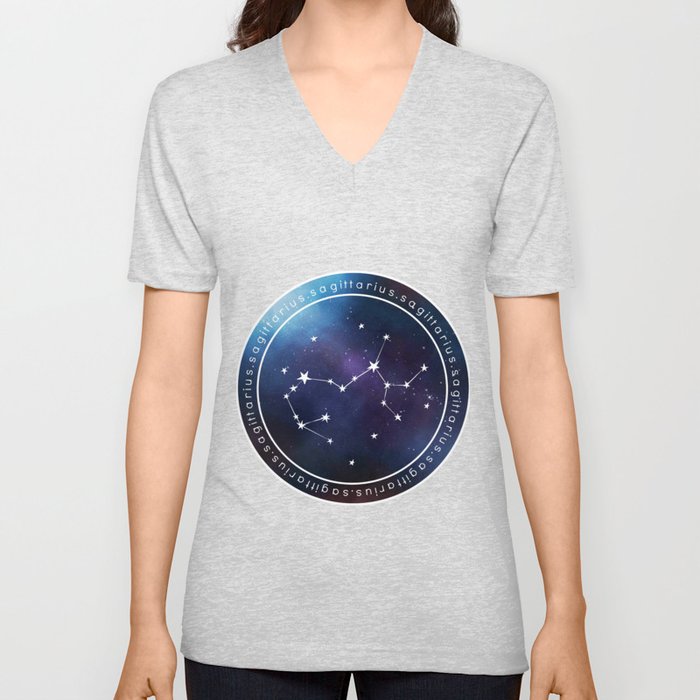 Sagittarius Zodiac | Nebula Circle V Neck T Shirt