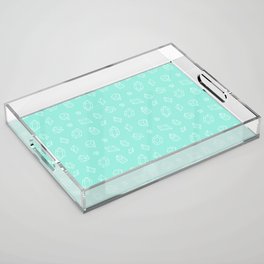 Seafoam and White Gems Pattern Acrylic Tray