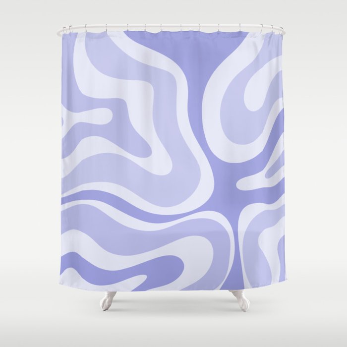 Modern Retro Liquid Swirl Abstract in Light Lavender Purple Shower Curtain