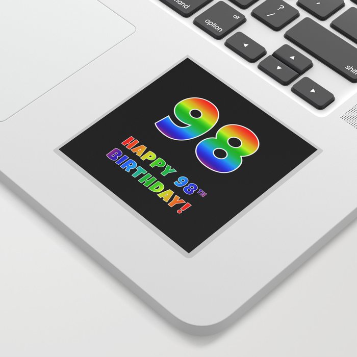 HAPPY 98TH BIRTHDAY - Multicolored Rainbow Spectrum Gradient Sticker
