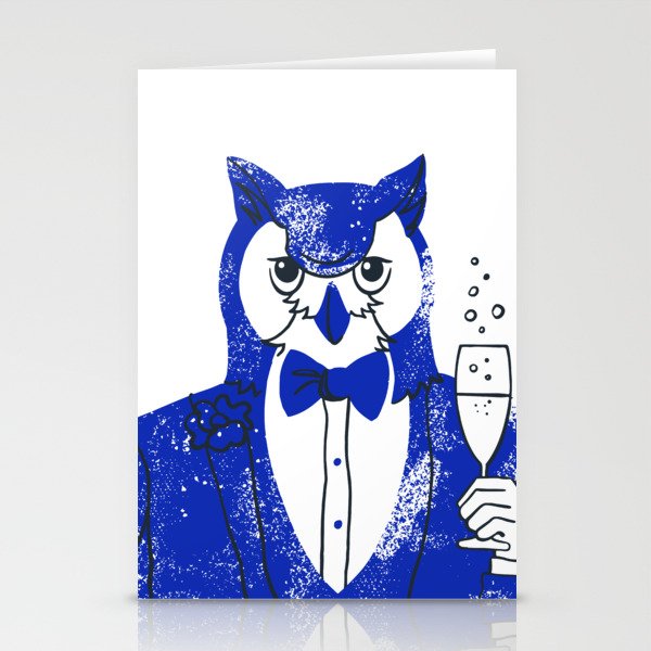 Blue Dapper Owl Stationery Cards