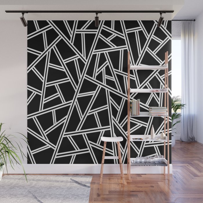 Abstract geometric pattern - black and white. Wall Mural