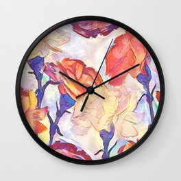 Painted Carnations Wall Clock | Abstractart, Abstract, Carnations, Digital, Nature, Blue, Blooms, Digitalpainting, Colorcolorful, Yellow 