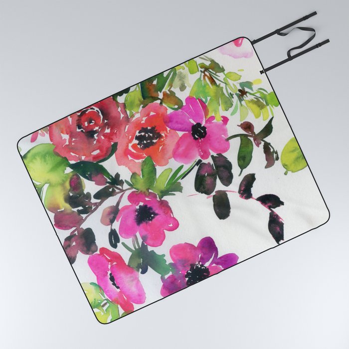 the pink flowers N.o 7 Picnic Blanket