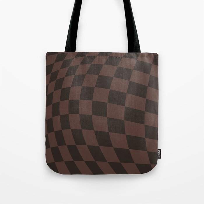 Checkerboard warp in brown Tote Bag