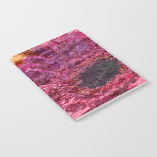 Pink glitter blossom -Floral watercolor illustration Notebook