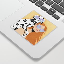 Fancy dog and a girl Sticker