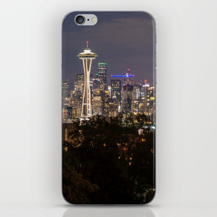 The Light Fantastic - Seattle Skyline Night Panorama iPhone Skin