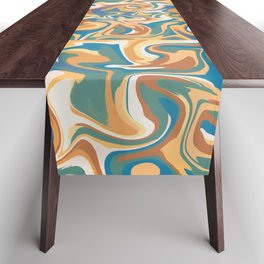 Dreamy Twirl Ocean Trippy Rainbow 2 Table Runner | Digital, Rainbow, Meditation, Contemporary, Painting, Vintage, Trippy, Oil, Twirl, Abstraction 