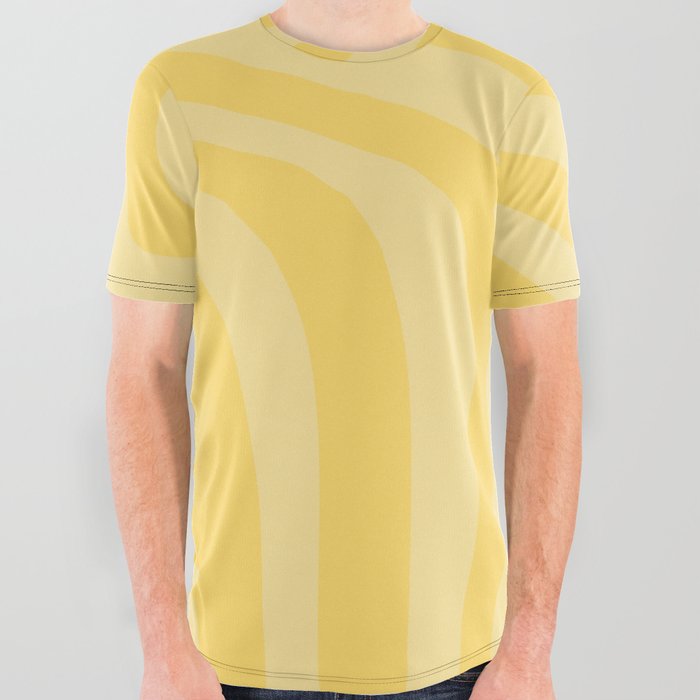 Wavy Pattern Retro Abstract Modern Yellow All Over Graphic Tee