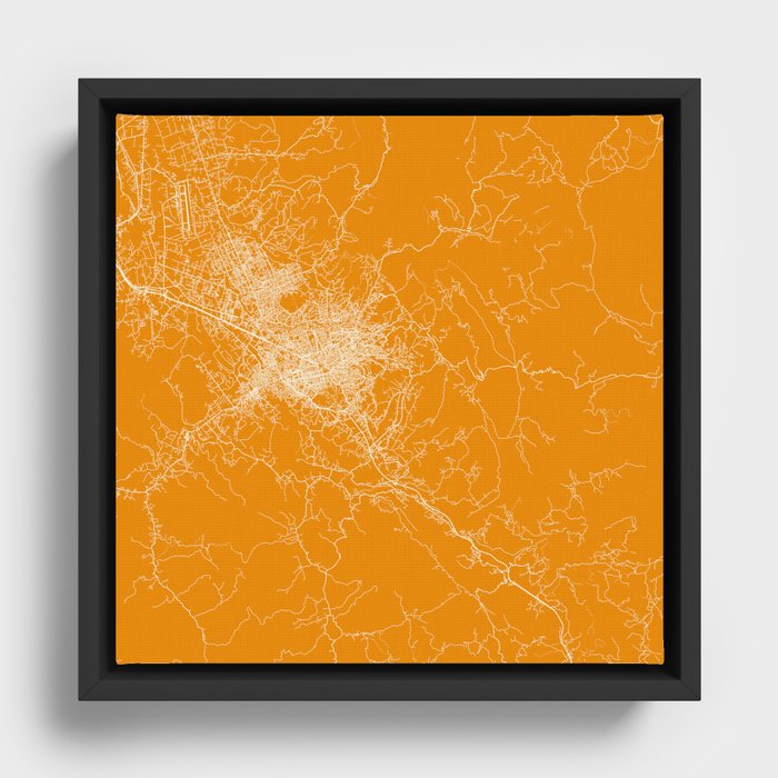 Tirana, Albania Map Illustration - Sunny Geography Framed Canvas