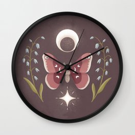 Pink Moon Moth Wall Clock