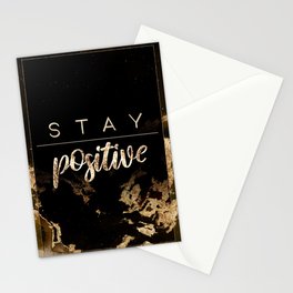 Stay Positive Black and Gold Motivational Art Stationery Card