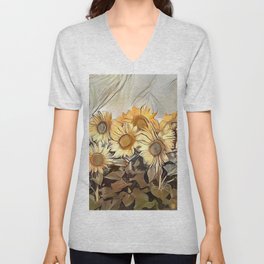 Watercolor Field Of Sunflowers Elegant Collection V Neck T Shirt