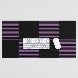 Stripes and Squares Black Purple Violet Checkerboard Desk Mat