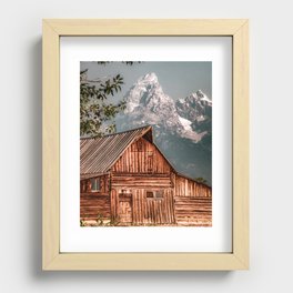 T A Moulton Barn And The Towering Teton Mountain Peaks Recessed Framed Print