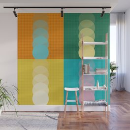 Grid retro color shapes patchwork 1 Wall Mural