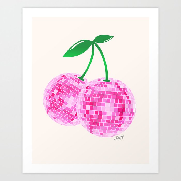 Disco Ball Cherries Art Print