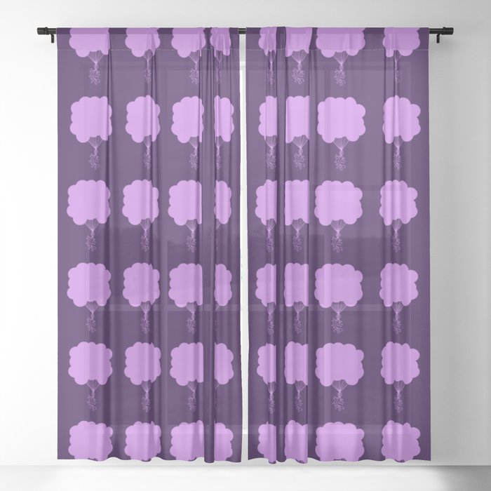 Purple Party Balloons Silhouette Sheer Curtain