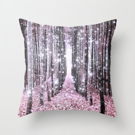 Magical Forest Pink Gray Elegance Throw Pillow