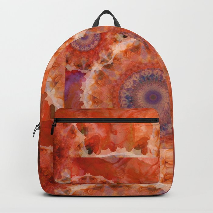 Red Impressions Circle Abstract Art by Sharon Cummings Backpack