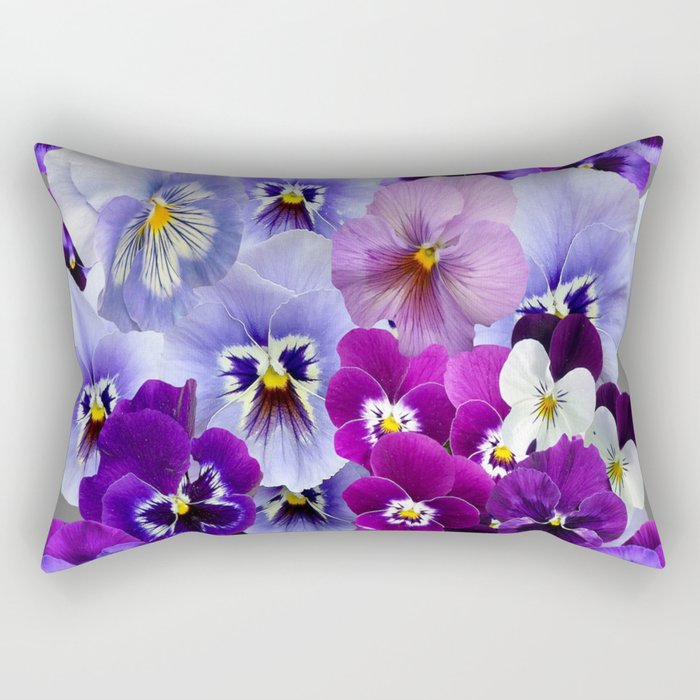 VARIEGATED PURPLE PANSY FLOWERS ART Rectangular Pillow