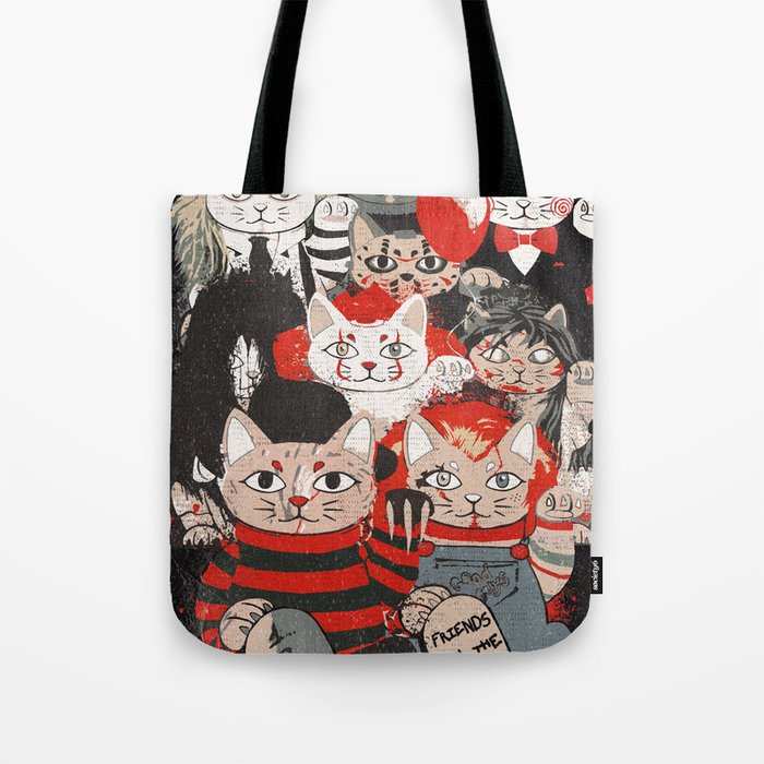 Horror Maneki Neko Vintage Gang Halloween Party 2019 T-Shirt Tote Bag