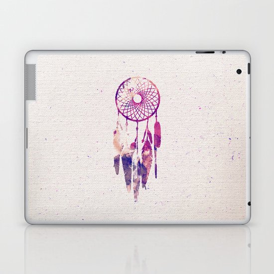 Girly Pink Purple Dream Catcher Watercolor Paint Laptop & iPad Skin