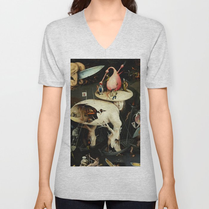 Remastered Art The Garden of Earthly Delights by Hieronymus Bosch Triptych 3 of 3 20210109 Detail 1 V Neck T Shirt