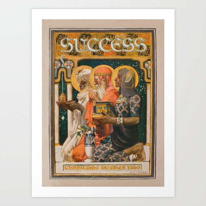 Three wise men Success Christmas 1900 vintage kitsch Art Print