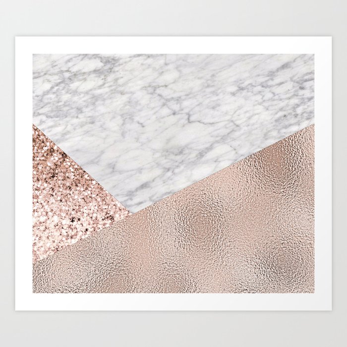 Expensive Pink Rose Gold Marble Art Print By Marbleco