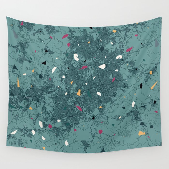 Belo Horizonte - Brazil - Eclectic Map Wall Tapestry