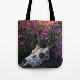 Deer skull in Fireweed Tote Bag