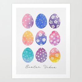Easter Vibes Watercolour Eggs Art Print