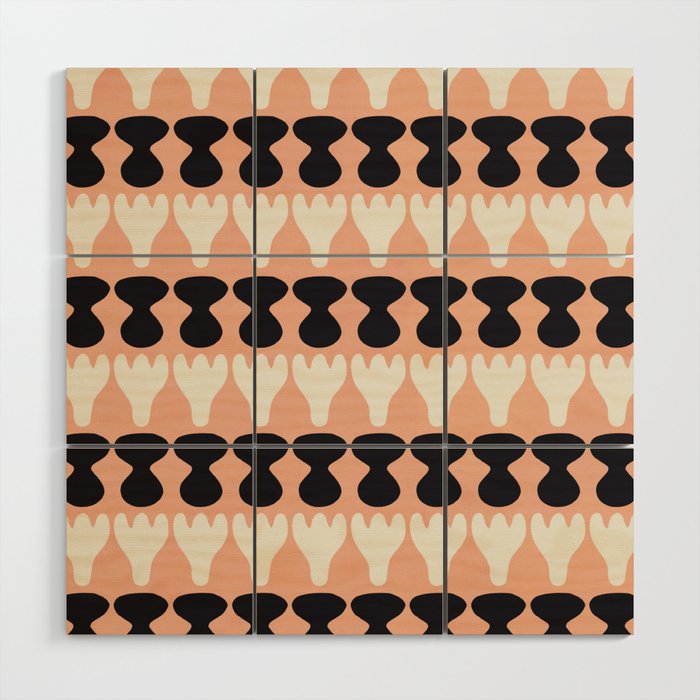 Black and white in pastel repeat pattern Wood Wall Art