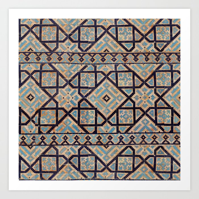 Samarkand blue ornament Art Print