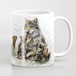 Good Morning wolf family watercolor Coffee Mug